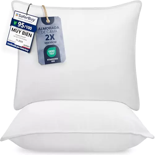 Utopia Bedding Almohada Fibra Hueca Virgen Siliconada Suave Fácil Cuidado