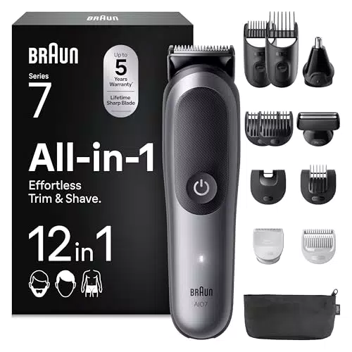 Braun Recortadora Todo en Uno Series 7 AIO7545, Kit de Styling 12 en 1 para Barba y Cuerpo