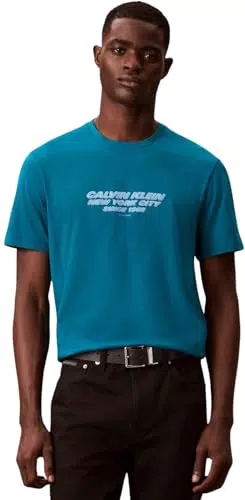 Calvin Klein SS 30S Whsl SP Cknyc Camiseta Gráfica para Hombre