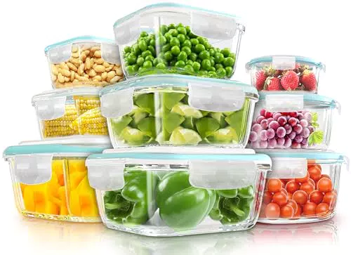 Kichly Recipientes De Vidrio Herméticos Para Alimentos Con Tapas Transparentes
