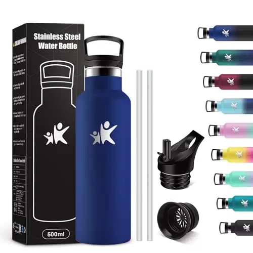 KollyKolla Botella de Agua de Acero Inoxidable Reutilizable con Filtro y Pajita