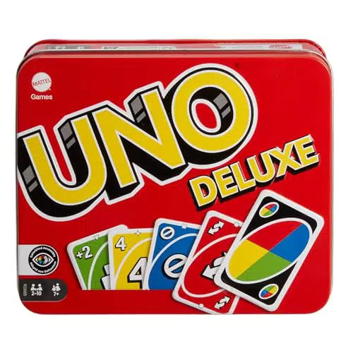Mattel Games UNO - Juego de cartas con 2 Packs de expansión y Caja metálica coleccionable