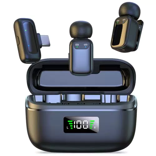 Micrófono Lavalier Inalámbrico para iPhone, iPad, Android, PC, Entrevistas y Vlog
