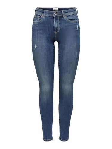 Only Mujer ONLWAUW Life Mid Skinny Pantalón Vaquero Mujer Corte Pitillo