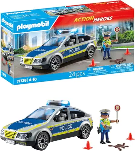 Playmobil Action Heroes Patrulla de Policía Coche de Juguete para Niños desde 4 Años