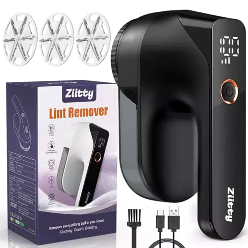 Ziitty Quitapelusas Eléctrico Recargable con Pantalla LCD para Ropa y Muebles