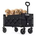 SONGMICS Carro de Mano Plegable con Asa y 4 Ruedas Reforzadas para Jardín Exterior