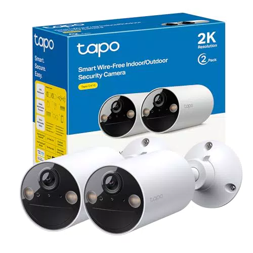 Tapo C410 Cámara de Seguridad 2K, Visión Nocturna, Solar, IP65, Alarma, Almacenamiento
