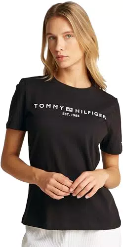 Tommy Hilfiger Camiseta Mujer Manga Corta Cuello Redondo Algodón