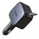 UGREEN Cargador Coche Retráctil 60W USB C 3 Puertos Carga Rápida Compatible iPhone Samsung