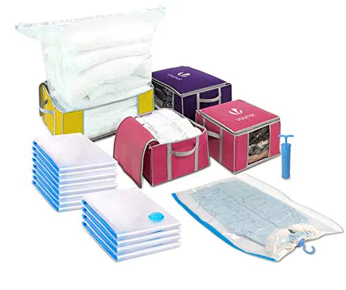 Vounot Bolsas De Almacenaje Al Vacío Con Cremallera Y Bomba Para Ropa Y Ropa De Cama