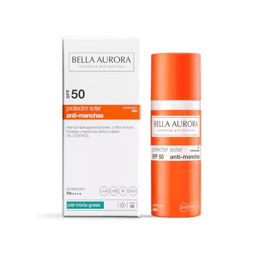 Bella Aurora Protector Solar SPF 50+ para Piel Mixta-Grasa, Crema Antimanchas