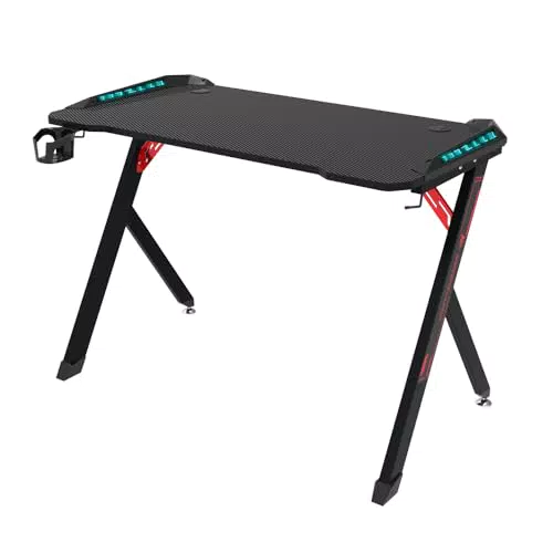 Berserker Gaming Mesa Gamer con LED, Superficie Resistente y Gestión de Cables
