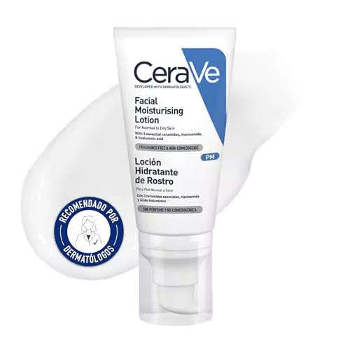 CeraVe Loción Hidratante Facial PM Para Piel Normal a Seca con Ceramidas y Niacinamida