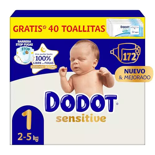 Dodot Pañales Bebé Sensitive Protección de la Piel con Toallitas Gratis