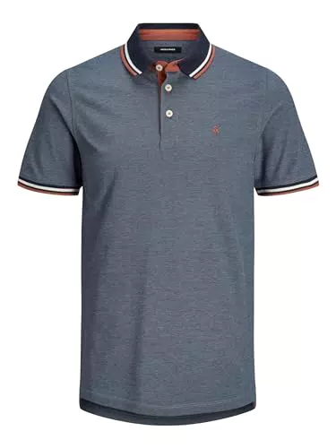 JACK & JONES Jjepaulos Polo Ss Polo, Hombre, Denim Azul