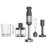Kenwood Triblade XL+ HBM60.307GY Minipimer 1000W con Picadora, Varillas y Pasapurés