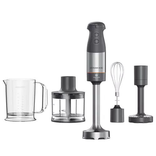 Kenwood Triblade XL+ HBM60.307GY Minipimer 1000W con Picadora, Varillas y Pasapurés