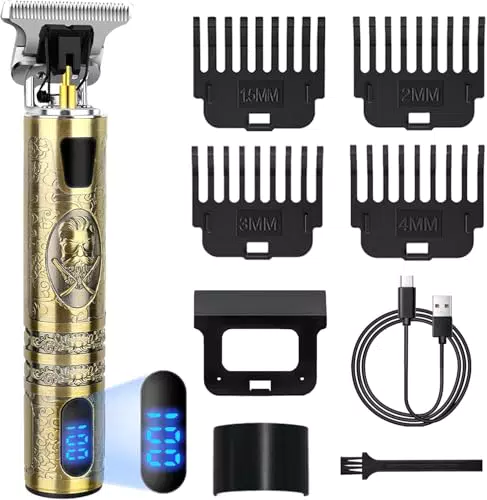 Maquina Cortar Pelo Hombre y Barba Inalámbrica con LED y 4 Peines Ajustables