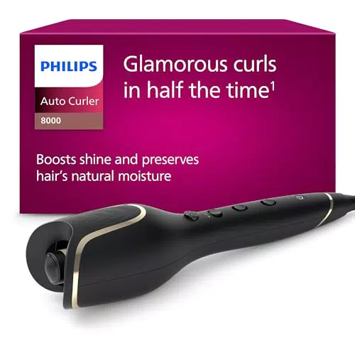 Philips Rizador Automático Moisture Protect con Iones y Placas de Cerámica Keratina