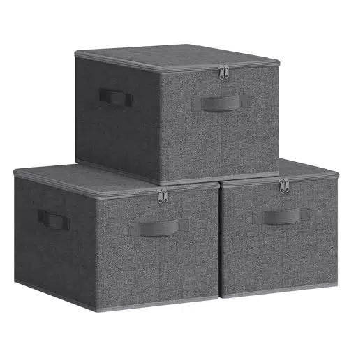 Songmics Cajas de Almacenamiento Plegables con Tapas y Asas para Ropa