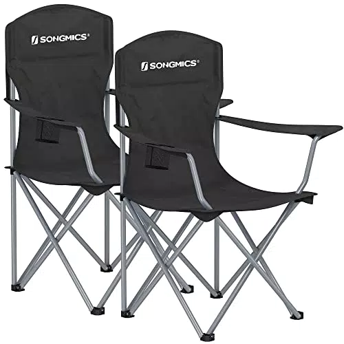 Songmics Sillas de Camping Plegables con Respaldo Alto y Apoyabrazos Para Exterior