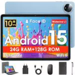 Tablet Android 15 Octa-Core 24GB RAM 128GB ROM Teclado WiFi 6 GPS Widevine L1
