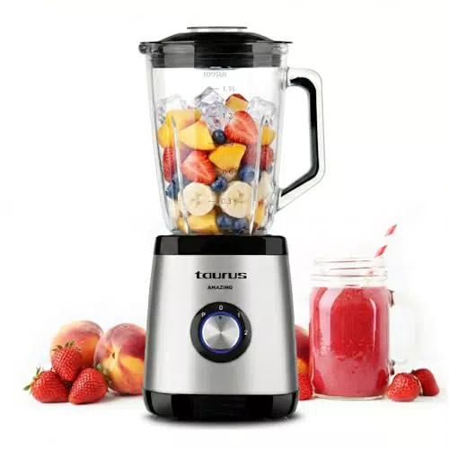Taurus Batidora de Vaso Magnum 1500 1500W Jarra Cristal Cuchillas Acero Pica Hielo