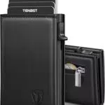 TENBST Cartera Hombre de Cuero con Tarjetero RFID y Monedero, Caja Regalo